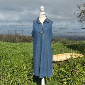 Agapo embroidered Y2K sleeveless knee length denim dress M